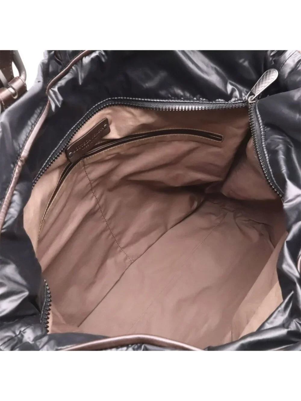 Bottega Veneta Spinner Car Tote Shoulder Bag Nylon Black Dark Brown